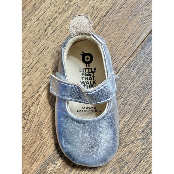 Little Feet Silver Baby Shoes By Old Soles 0-3 months - Picture 3 of 11